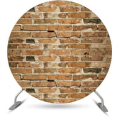 Lofaris Round Retro Faded Brown Brick Wall Party Backdrop